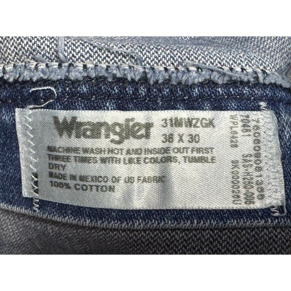 Wrangler 31MWZGK Men's Relaxed Fit Straight Leg Blue Jeans - Size 38x30.5 - Picture 5 of 5